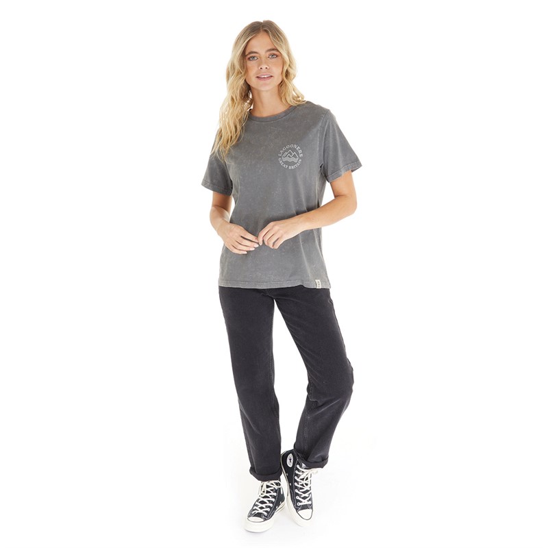 Lagooners Womens Thea Acid Wash T-Shirt Charcoal