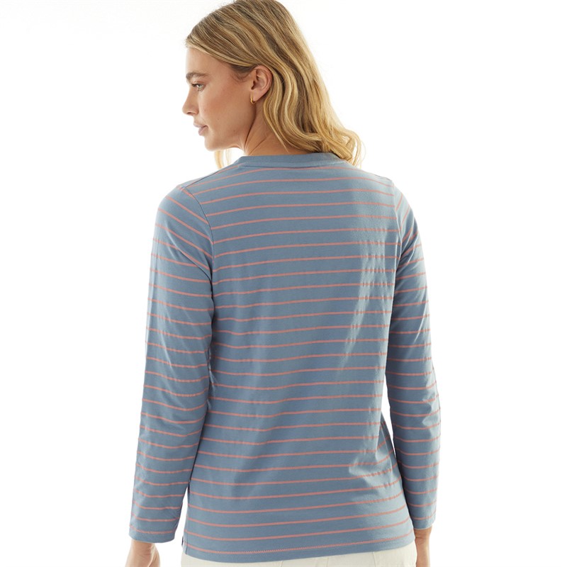 Lagooners Womens Imogen Long Sleeve V-Neck T-Shirt Stone Blue