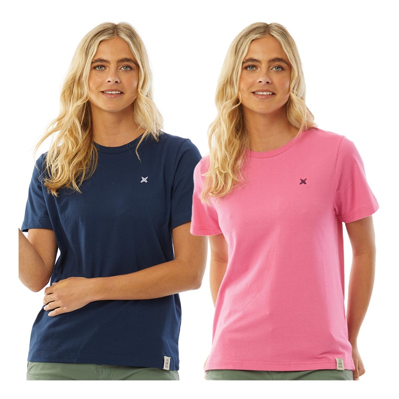 Lagooners Womens Halle Two Pack T-Shirts Pink/Navy