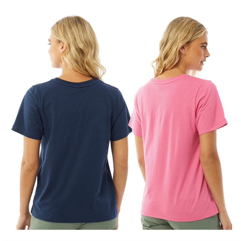 Lagooners Womens Halle Two Pack T-Shirts Pink/Navy