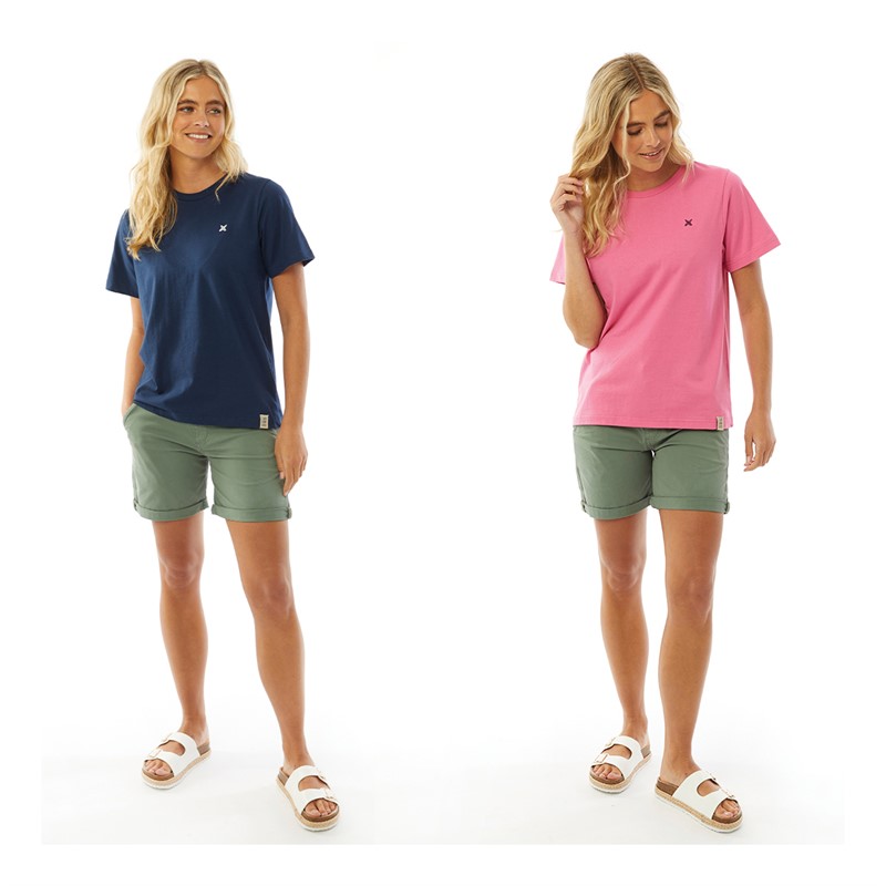 Lagooners Womens Halle Two Pack T-Shirts Pink/Navy