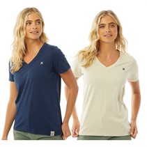 Lagooners Womens Halsey Two Pack T-Shirts Stone/Navy