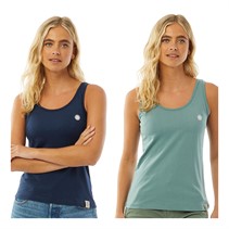 Lagooners Womens Jenny Two Pack Vests Navy/Teal Green