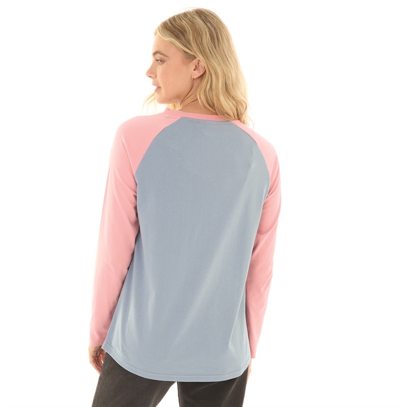 Lagooners Womens Sunrise Long Sleeve T-Shirt Slate Blue/Peach Pink