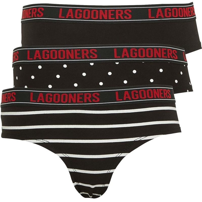 Lagooners Womens Lucinda Three Pack Briefs Black/Stripe/Micro Dot