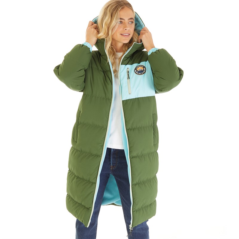 Lagooners Womens Excursion Longline Puffer Jacket Forest Green