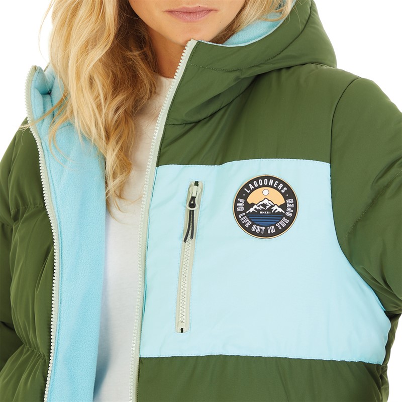 Lagooners Womens Excursion Longline Puffer Jacket Forest Green