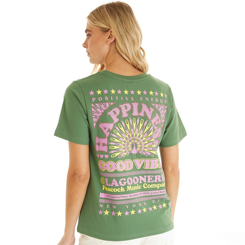 Lagooners Womens Happiness T-Shirt Sage