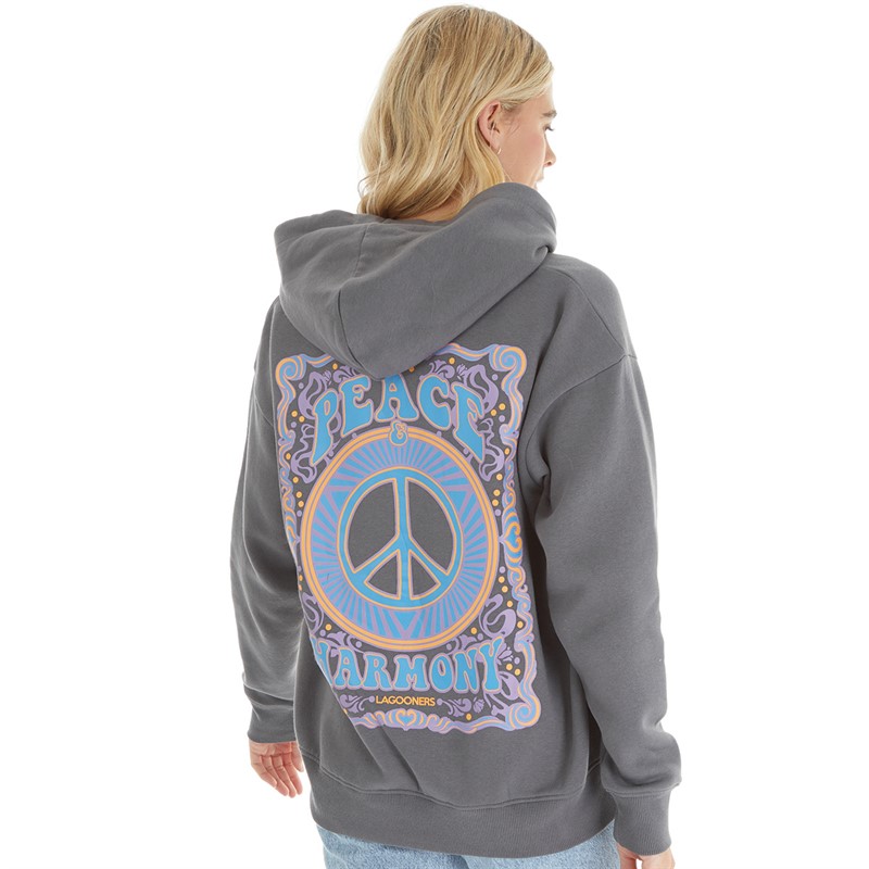 Lagooners Womens Peace And Harmony Hoodie Charcoal