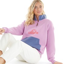 Lagooners Womens Rise Zip Neck Sweatshirt Pale Pansy