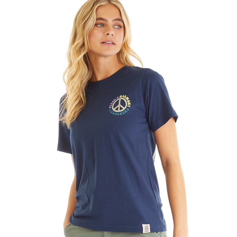 Lagooners Womens Peace And Harmony T-Shirt Navy