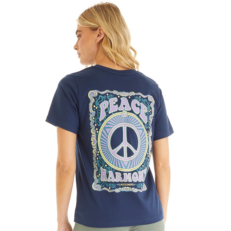 Lagooners Womens Peace And Harmony T-Shirt Navy