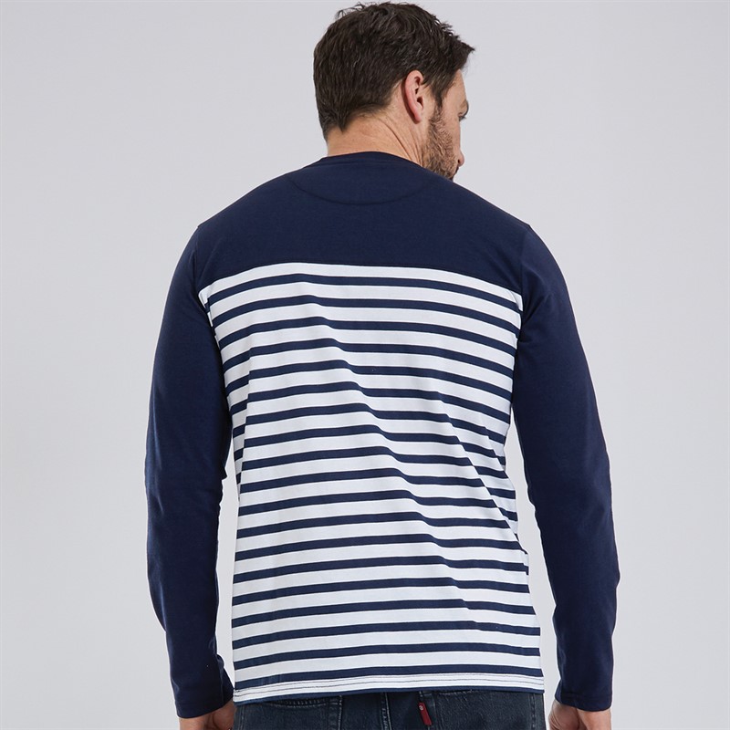 Lagooners Mens Dellcot Long Sleeve T-Shirt Navy/White