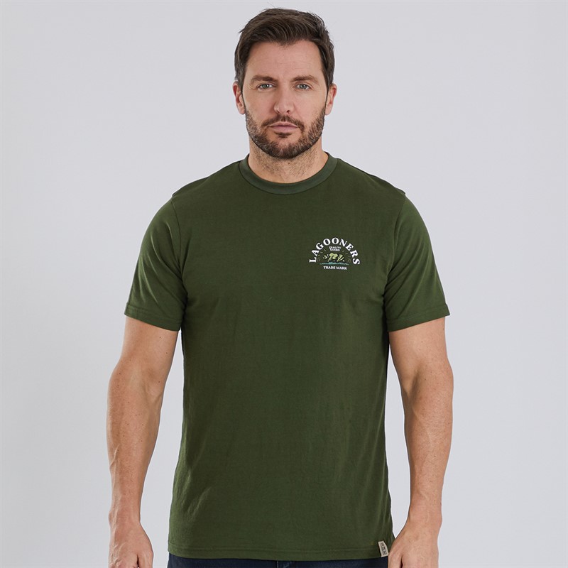 Lagooners Mens Bear T-Shirt Olive