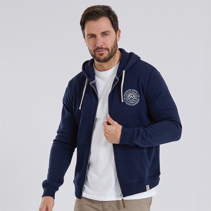 Lagooners Mens Wander Zip Through Hoodie Navy