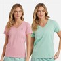 Lagooners Womens Halsey Two Pack T-Shirts Mint/Peach Pink