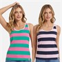 Lagooners Womens Dew Two Pack Vests Navy/Pink/Bright Green/Pink