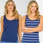 Lagooners Womens Waterfall Two Pack Vests Navy/White