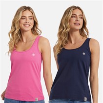 Lagooners Womens Jenny Two Pack Vests Navy/Pink