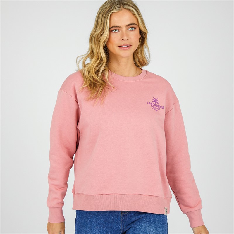 Lagooners Womens Surf School Sweatshirt Peach Pink
