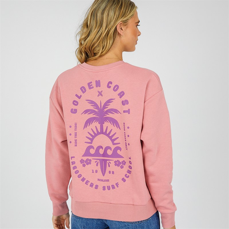Lagooners Womens Surf School Sweatshirt Peach Pink