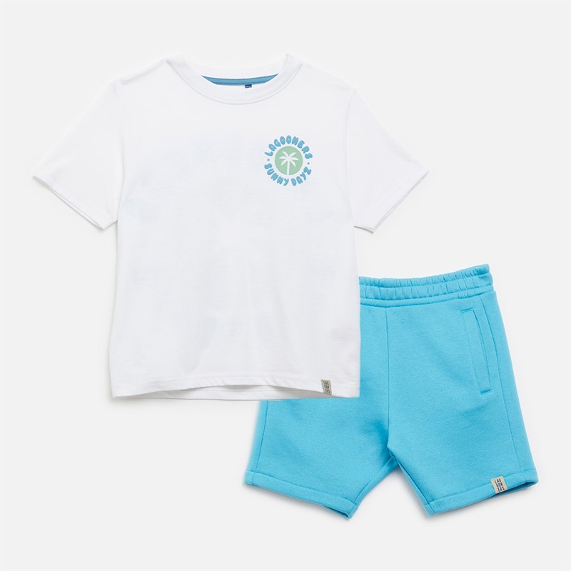 Lagooners Boys Bendricks T-Shirt And Shorts Co-Ord Set White/Blue