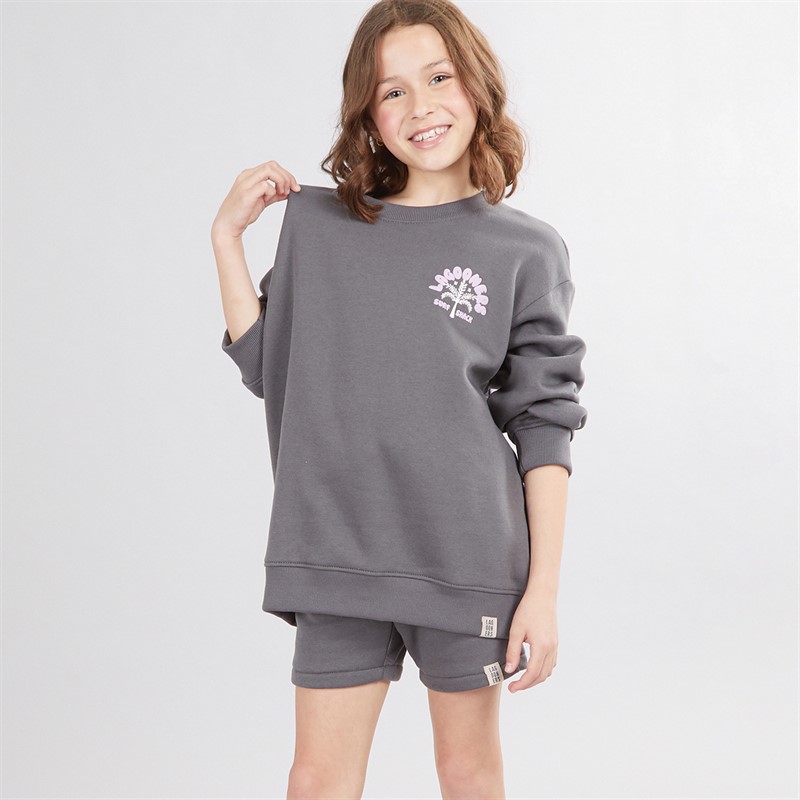 Lagooners Girls Seville Sweatshirt And Shorts Co-Ord Set Charcoal