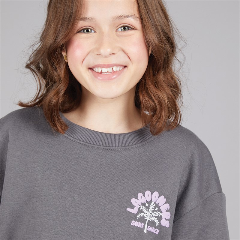 Lagooners Girls Seville Sweatshirt And Shorts Co-Ord Set Charcoal