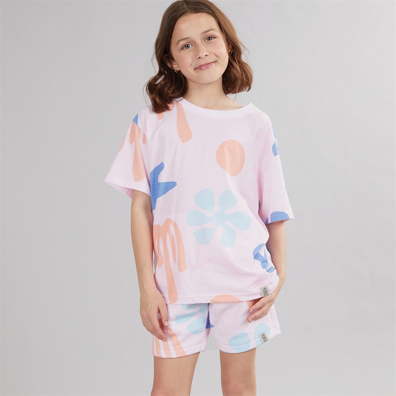Lagooners Girls Sebastien T-Shirt And Shorts Co-Ord Set Peach/Pink