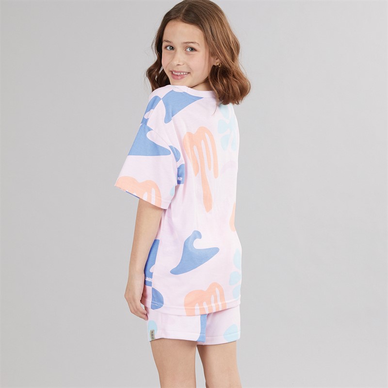 Lagooners Girls Sebastien T-Shirt And Shorts Co-Ord Set Peach/Pink