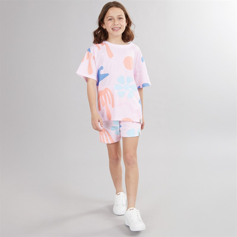 Lagooners Girls Sebastien T-Shirt And Shorts Co-Ord Set Peach/Pink