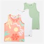 Lagooners Girls Santa Monica Three Pack Vests Multi Print/Mint/White