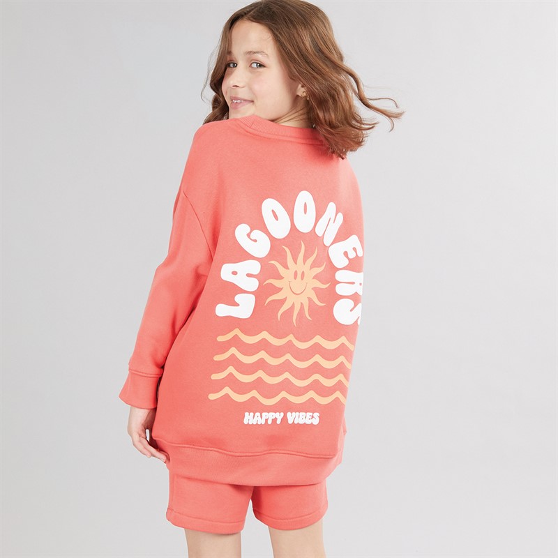 Lagooners Girls Almeria Sweatshirt And Shorts Co-Ord Set Coral