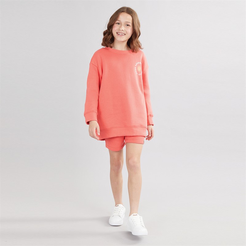 Lagooners Girls Almeria Sweatshirt And Shorts Co-Ord Set Coral