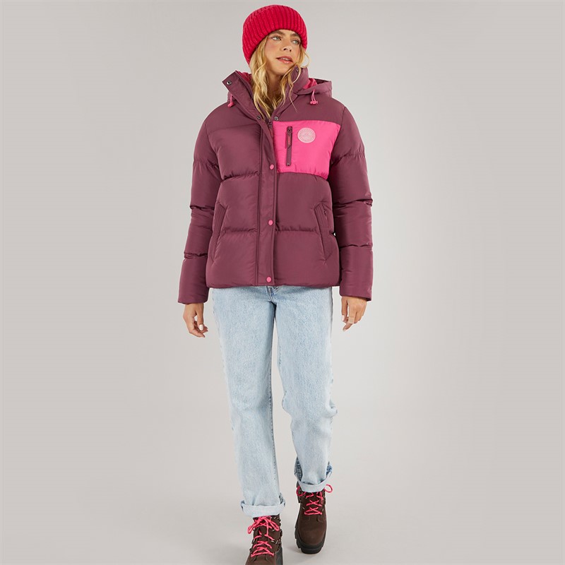 Lagooners Damen St Austell Kurze Steppjacke Burgunderrot