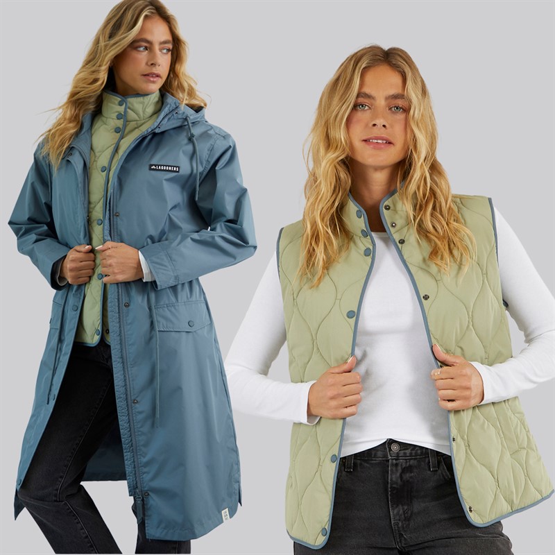 Lagooners Dames Eskdale 2-In-1 Jas Marineblauw/Groen - Maat 14