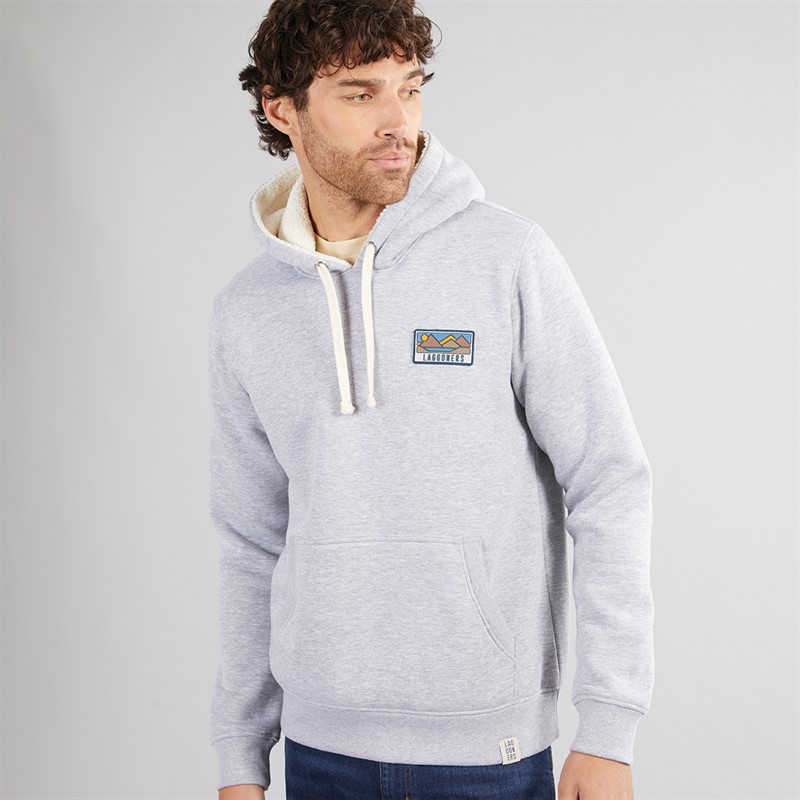 Lagooners Mens Davies Borg Lined Hoodie Light Grey Marl - Size S