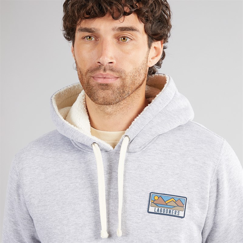 Lagooners Mens Davies Borg Lined Hoodie Light Grey Marl