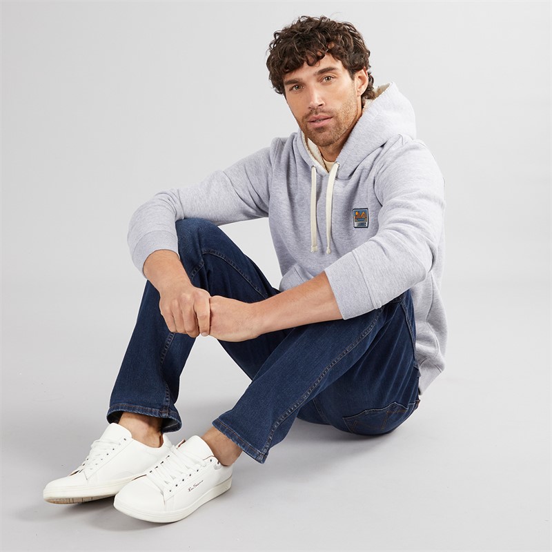 Lagooners Mens Davies Borg Lined Hoodie Light Grey Marl