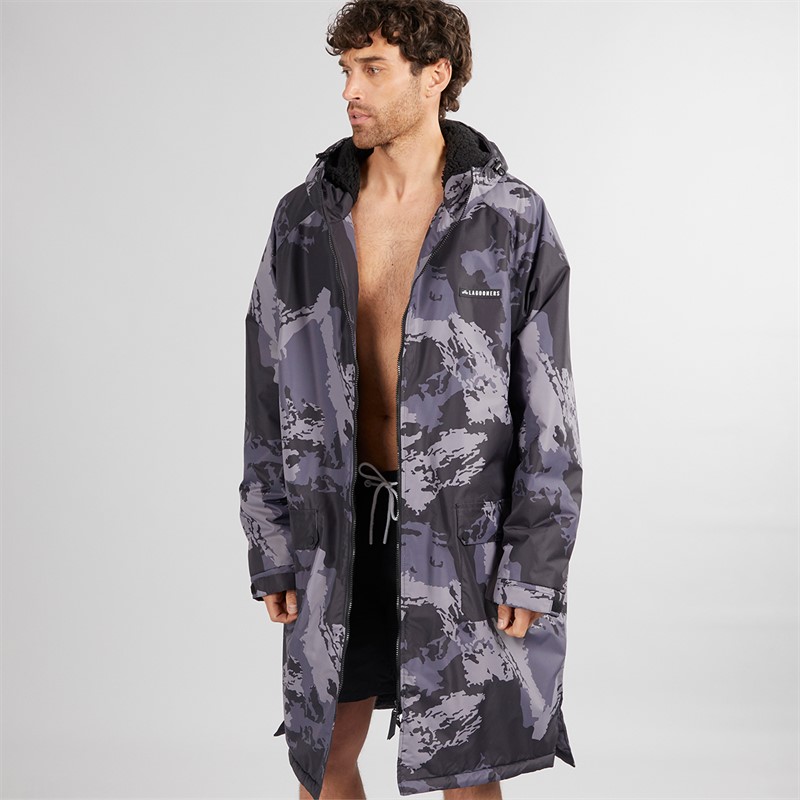 Lagooners Mens Benny Waterproof Changing Robe Black/Grey Camo