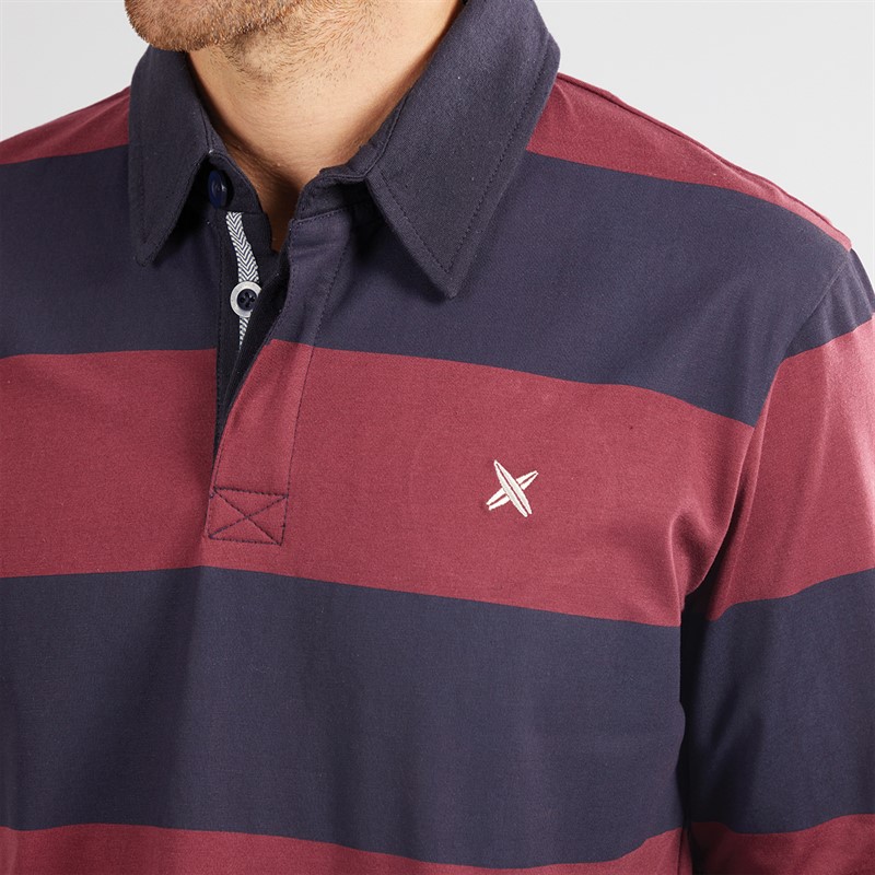 Lagooners Mens Cedar Rugby Top Burg/Navy