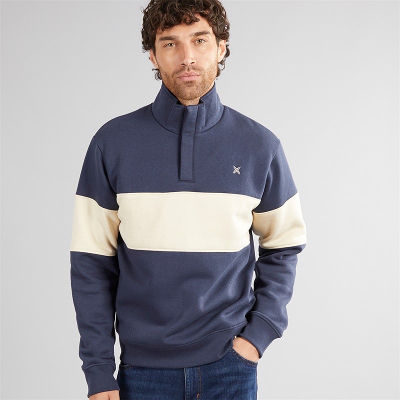 Lagooners Mens Atlas Funnel Neck Sweatshirt Navy/Ecru - Size XXL