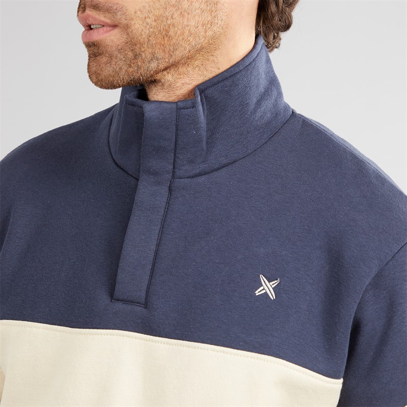 Lagooners Mens Atlas Funnel Neck Sweatshirt Navy/Ecru