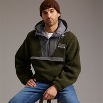 Lagooners Mens Hugo Borg 1/4 Zip Hooded Fleece Forest/Charcoal/Aubergine