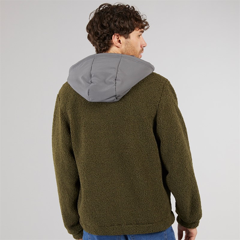 Lagooners Mens Hugo Borg 1/4 Zip Hooded Fleece Forest/Charcoal/Aubergine