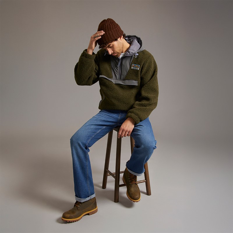 Lagooners Mens Hugo Borg 1/4 Zip Hooded Fleece Forest/Charcoal/Aubergine