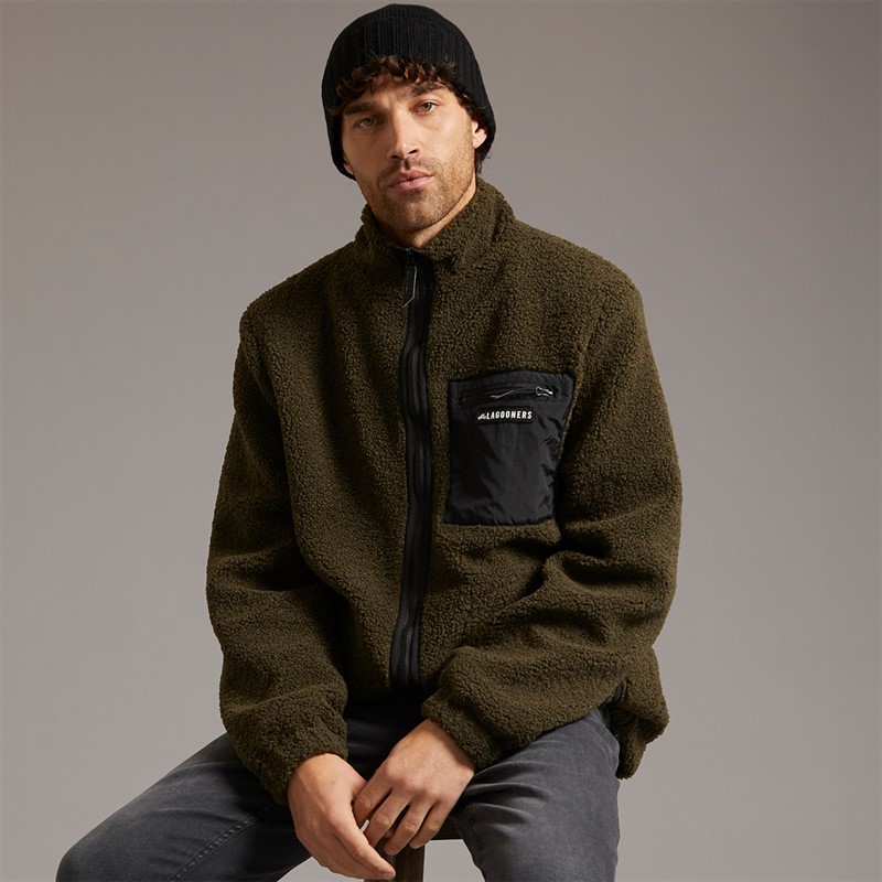 Lagooners Mens Rafferty Borg Zip Through Forest Black