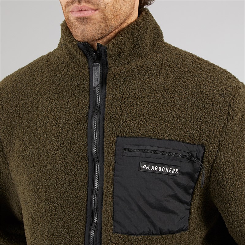 Lagooners Mens Rafferty Borg Zip Through Forest Black