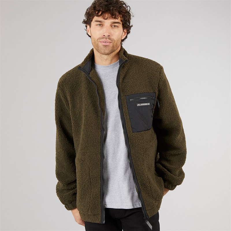 Lagooners Mens Rafferty Borg Zip Through Forest Black