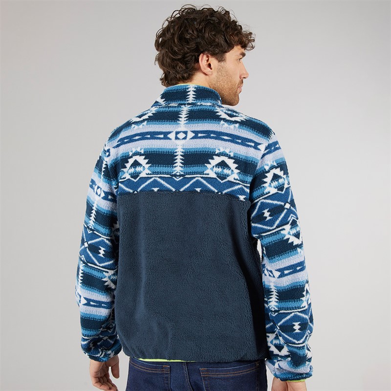Lagooners Mens Baker Aztec Fleece Dark Navy/Lime